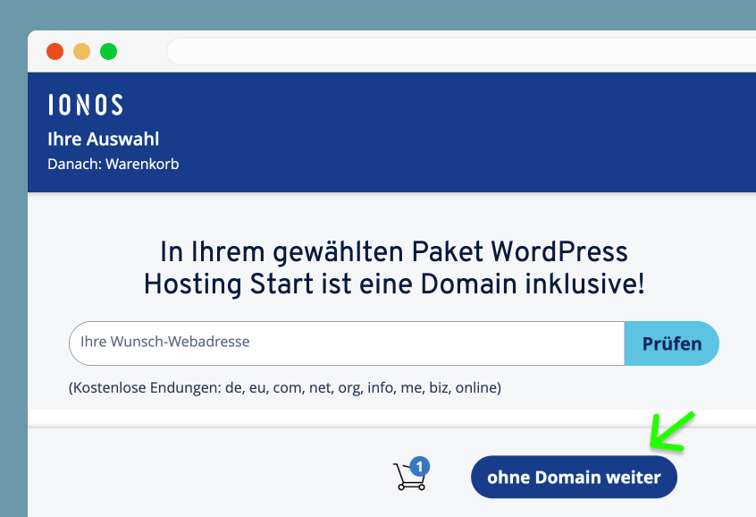 Ionos WordPress weiter ohne Domain